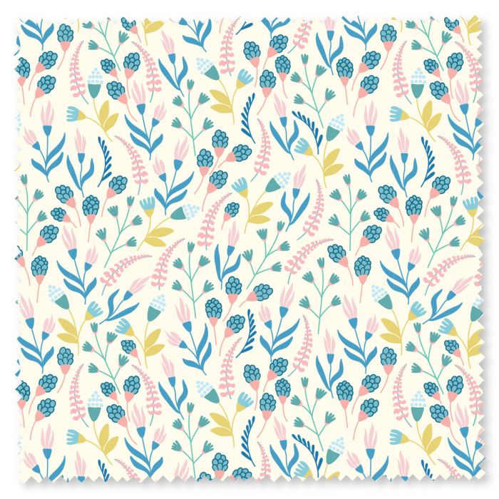 Felicity Fabrics Rose Garden Wheat Flower White