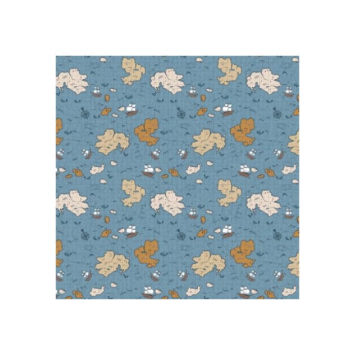 Figo Fabrics Calm Waters Map Blue