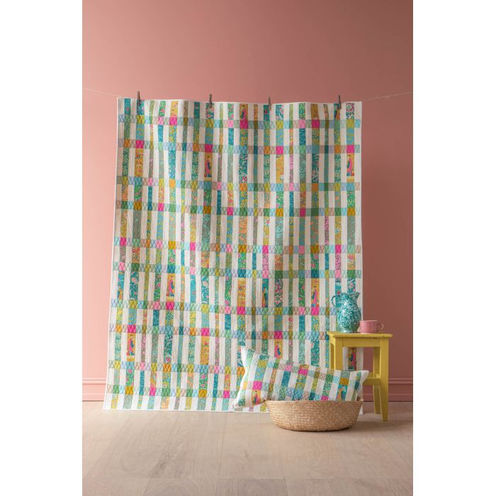 Tilda Quilt Kit Striped Summer Quilt Teal and Corn