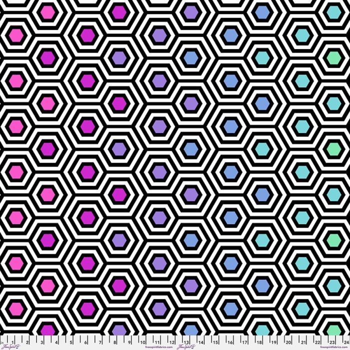 Tula Pink True Colors Rainbow Hexy Ink Backing Fabric - 2,74 m