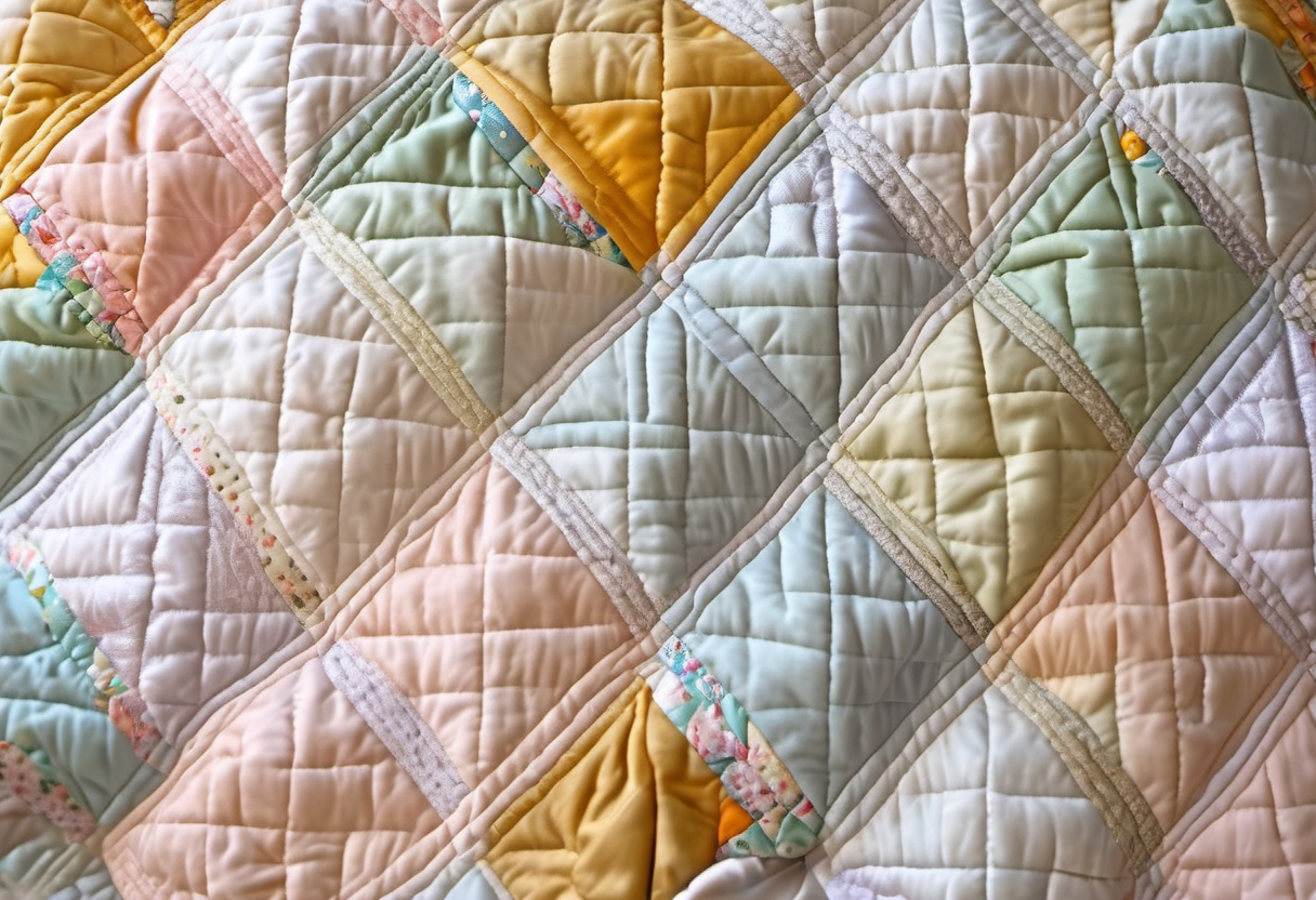 Detail eines Baby-Quilts mit sichtbaren Quiltstichen