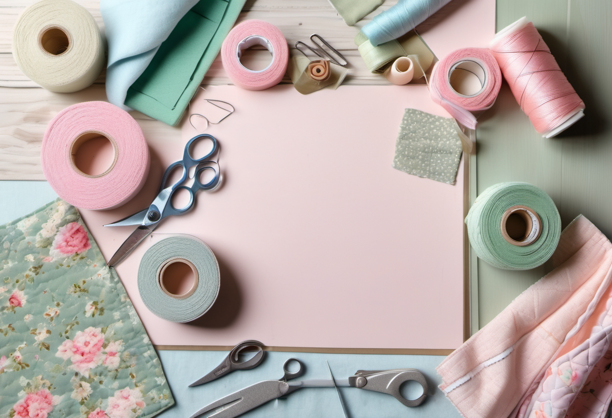 Stoffauswahl und Nähzubehör für einen Baby-Quilt