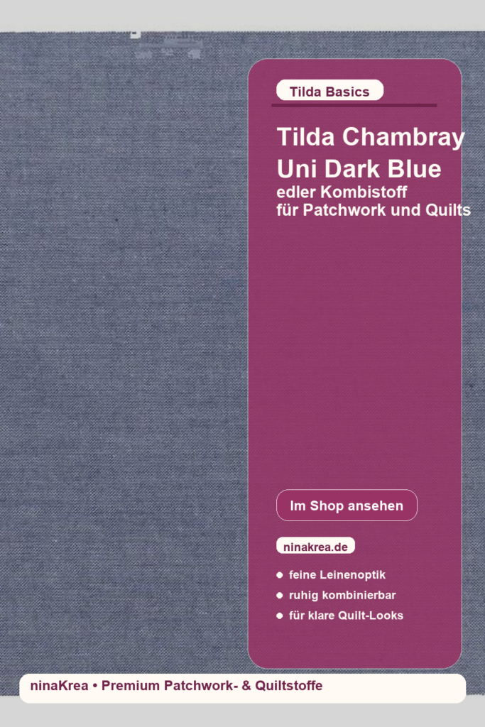 Tilda Chambray Uni Dark Blue: edler Kombistoff für Patchwork und Quilts
