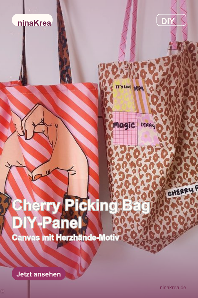 Cherry Picking Bag DIY-Panel mit Canvas Herzhände-Motiv