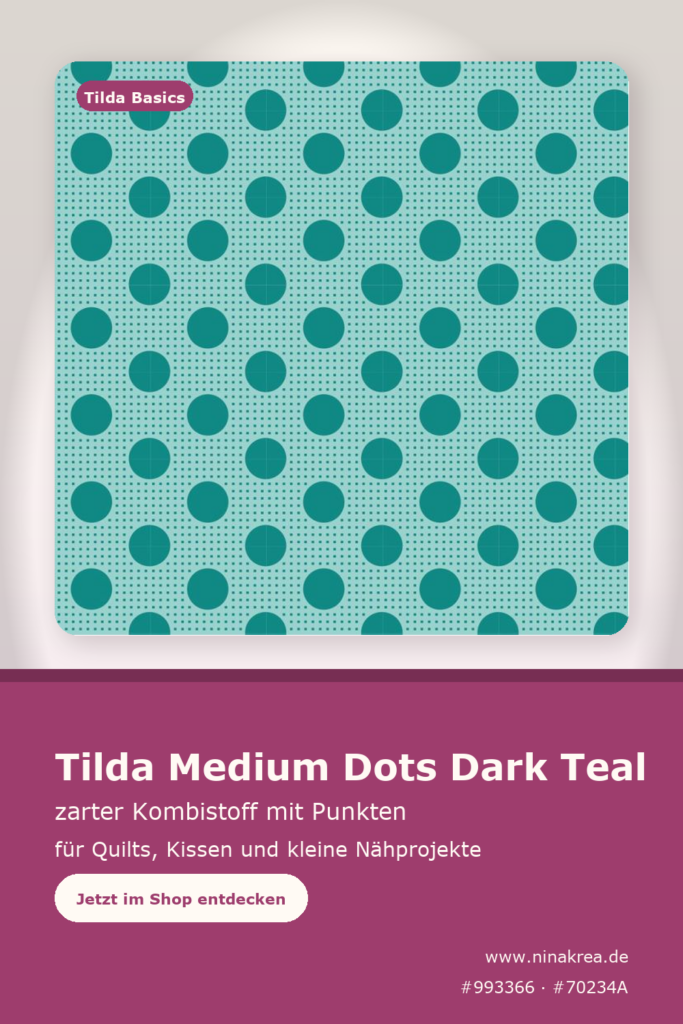 Tilda Medium Dots Dark Teal: zarter Kombistoff mit Punkten