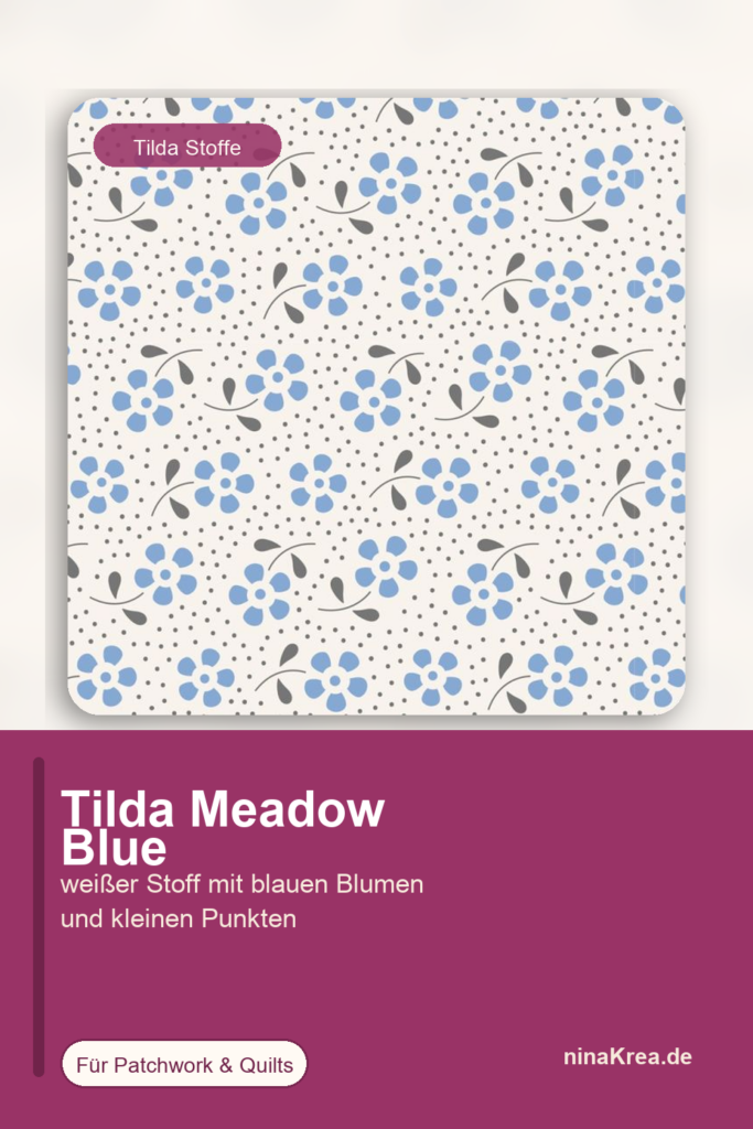 Tilda Meadow Blue mit blauen Blumen und Punkten für Patchwork