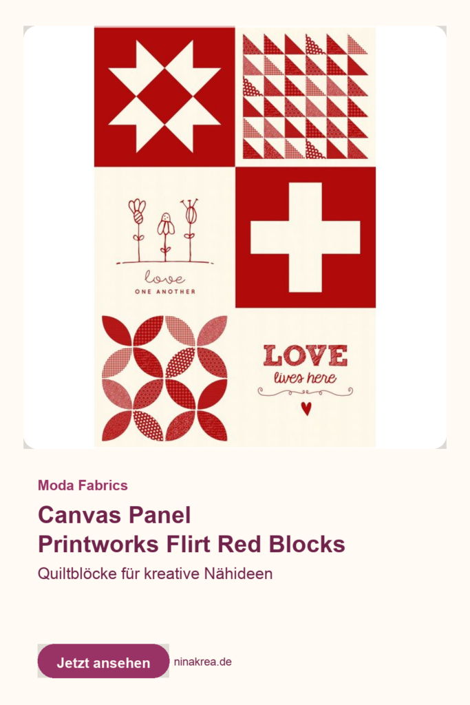 Moda Fabrics Canvas Panel Printworks Flirt Red Blocks: Quiltblöcke für kreative Nähideen