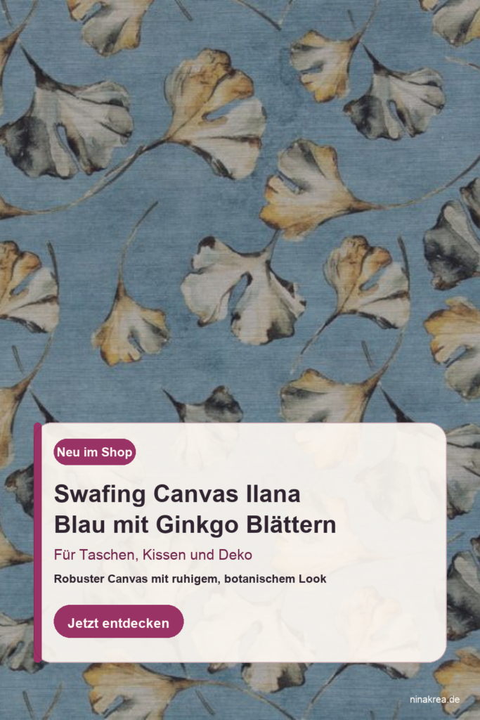Pinterest Grafik für Swafing Canvas Ilana mit Ginkgo Blättern