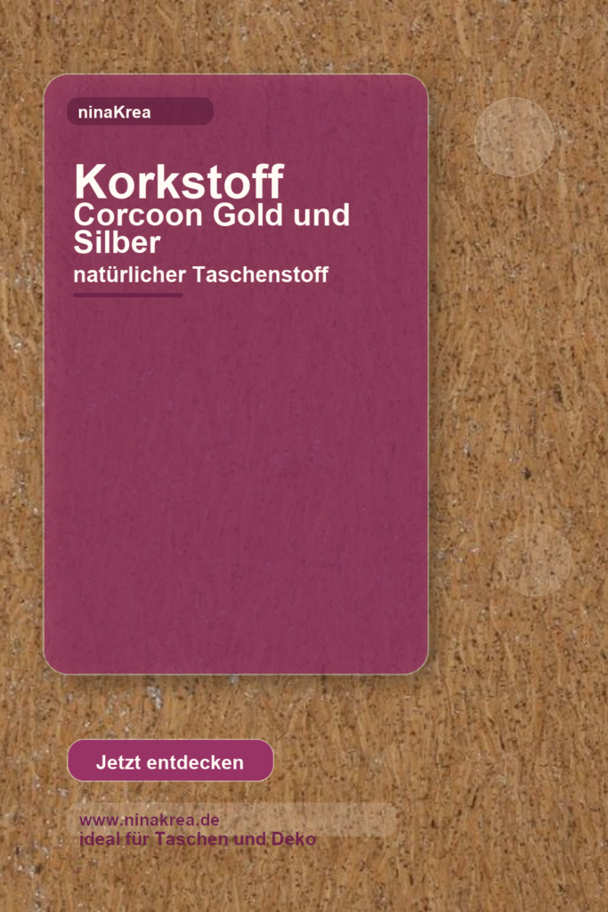 Pinterest Grafik für Korkstoff Corcoon Gold und Silber