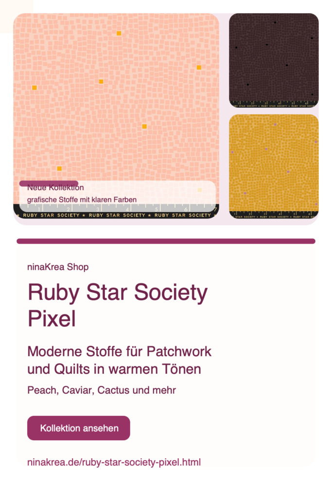Pinterest-Grafik für Ruby Star Society Pixel mit Stoffbildern in Peach, Caviar und Cactus